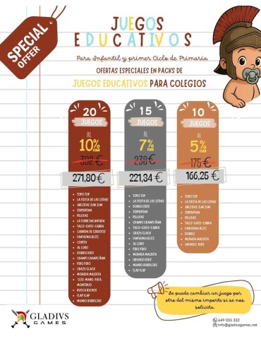 PACK COLEGIOS - 20 JUEGOS EDUCATIVOS
