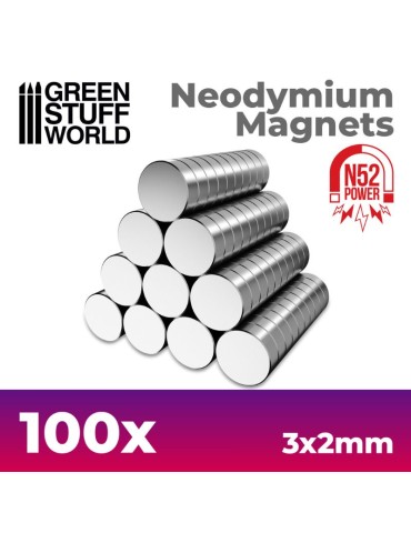 Imanes Neodimio 3x2mm - 100 unidades (N52)