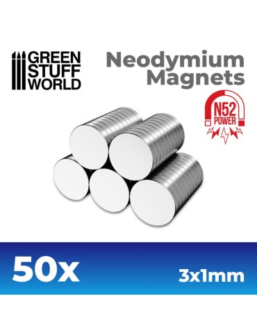 Imanes Neodimio 3x1mm - 50 unidades (N52)